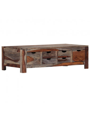 Tavolino da Caffè Grigio 100x50x30cm in Legno Massello Sheesham