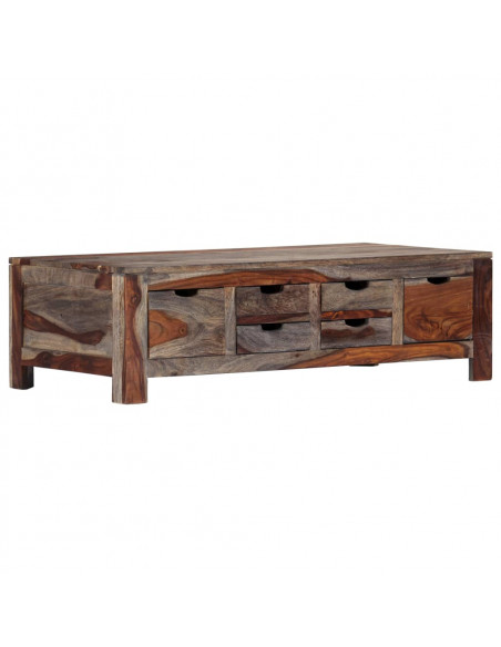 Tavolino da Caffè Grigio 100x50x30cm in Legno Massello Sheesham