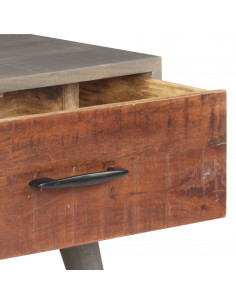 Tavolino da Caffè Grigio 100x60x40 cm Massello di Mango Grezzo