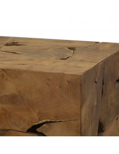 Tavolino da Caffè in Autentico Legno di Teak 50x50x35cm Marrone