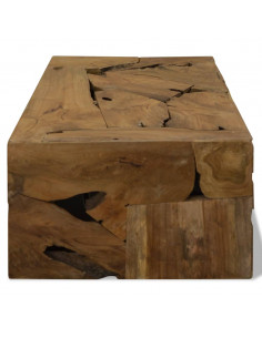 Tavolino da Caffè in Autentico Legno di Teak 90x50x30cm Marrone