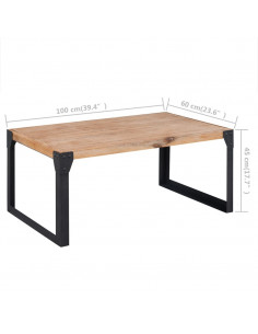 Tavolino da Caffè in Legno Massello di Acacia 100x60x45 cm