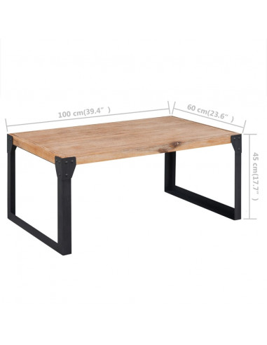 Tavolino da Caffè in Legno Massello di Acacia 100x60x45 cm