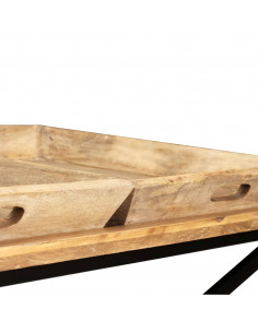 Tavolino da Caffè in Legno Massello di Mango 110x55x42 cm