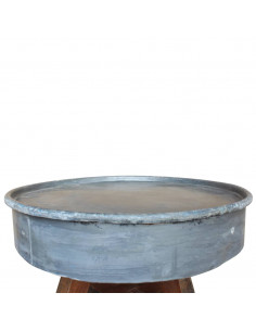 Tavolino da Caffè in Legno Massello di Recupero 60x45cm Argento