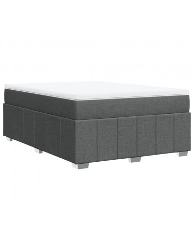 Giroletto a Molle con Materasso Grigio Scuro 140x190 cm Tessuto