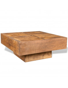 Tavolino da Caffè Marrone Quadrato in Legno Massello di Mango