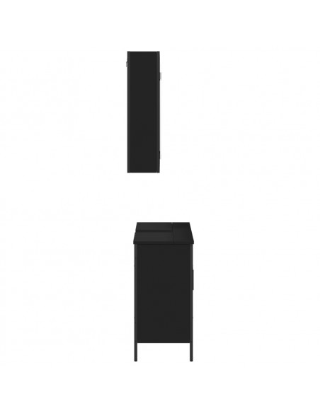 Set Mobili da Bagno 2 pz Nero in Legno Multistrato