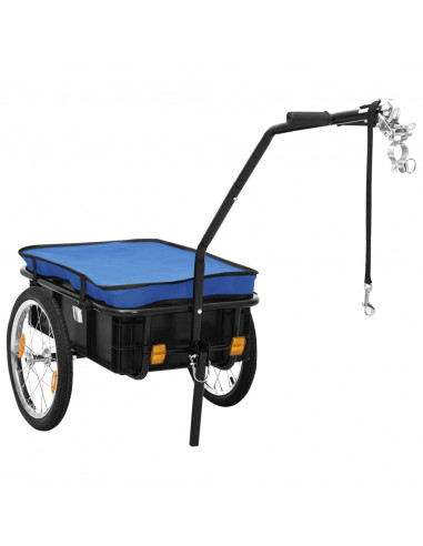 Rimorchio Bici/Carrello Manuale 155x60x83 cm in Acciaio Blu