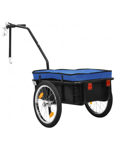 Rimorchio Bici/Carrello Manuale 155x60x83 cm in Acciaio Blu
