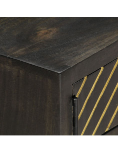 Tavolino da Caffè Nero e Oro 90x50x35 cm in Massello di Mango