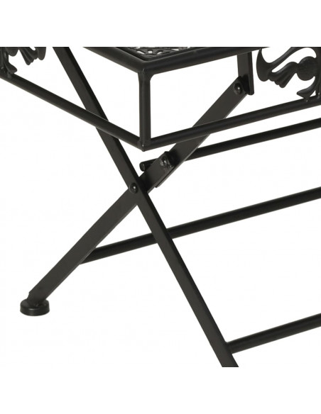 Tavolino da Caffè Pieghevole Vintage Metallo 100x50x45 cm Nero