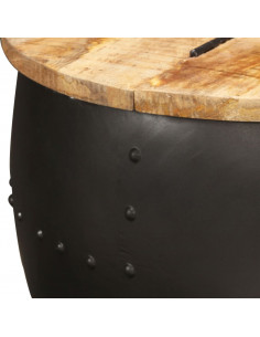 Tavolino da Caffè Rotondo 53x43 cm in Legno Massello di Mango