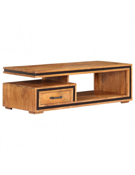 Tavolino da Salotto 100x45x33 cm in Legno Massello di Acacia