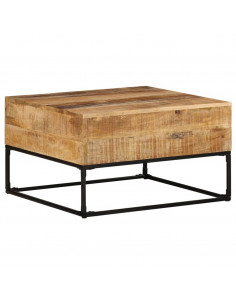 Tavolino da Salotto 68x68x41 cm in Legno di Mango Grezzo