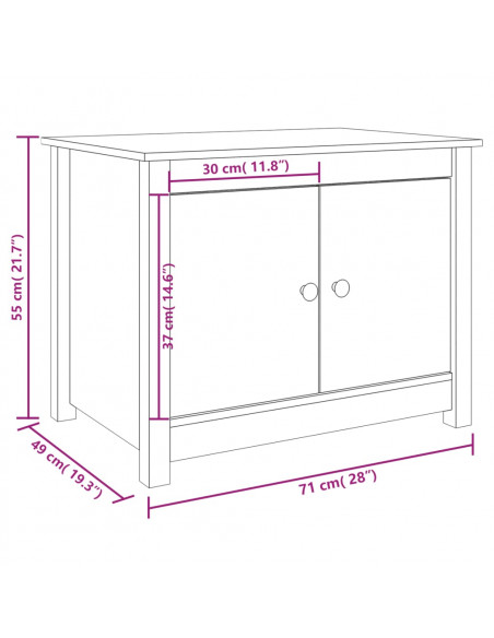 Tavolino da Salotto 71x49x55 cm in Legno Massello di Pino
