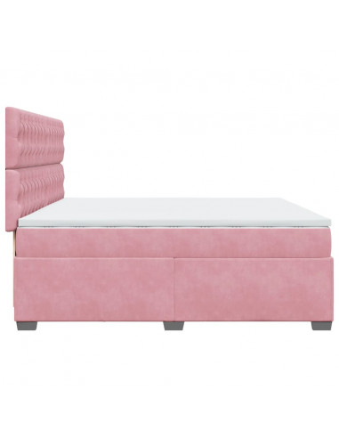 Giroletto a Molle con Materasso Rosa 200x200 cm in Velluto