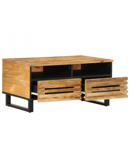 Tavolino da Salotto 80x55x40 cm Legno Massello di Mango Grezzo