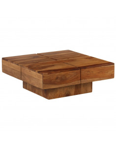Tavolino da Salotto 80x80x30 cm in Legno Massello di Acacia