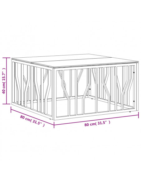 Tavolino da Salotto 80x80x40 cm in Acciaio Inox e Vetro