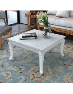 Tavolino da Salotto 80x80x42 cm Lucido Bianco