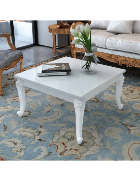 Tavolino da Salotto 80x80x42 cm Lucido Bianco