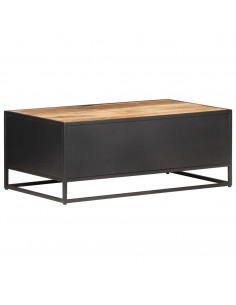 Tavolino da Salotto 90x50x35 cm Legno di Mango Grezzo e Canna