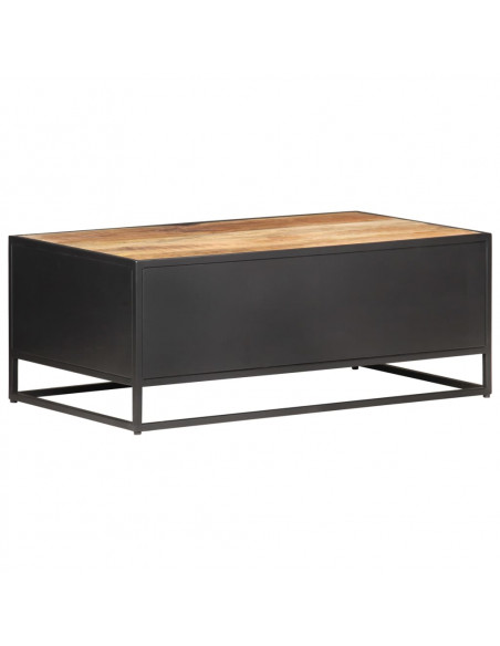 Tavolino da Salotto 90x50x35 cm Legno di Mango Grezzo e Canna