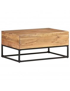 Tavolino da Salotto 90x60x40 cm in Legno Massello di Acacia