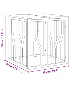 Tavolino da Salotto Argento in Acciaio Inox e Massello d'Acacia