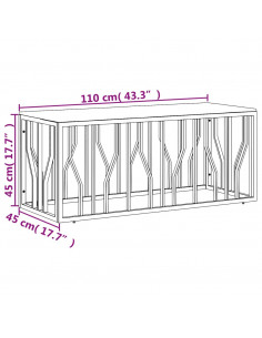 Tavolino da Salotto Argento in Acciaio Inox e Massello d'Acacia