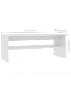 Tavolino da Salotto Bianco 100x40x40 cm in Legno Multistrato