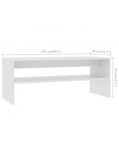 Tavolino da Salotto Bianco 100x40x40 cm in Legno Multistrato