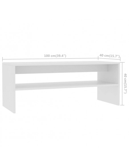 Tavolino da Salotto Bianco 100x40x40 cm in Legno Multistrato