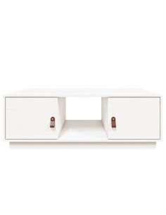 Tavolino da Salotto Bianco 100x50x35 cm Legno Massello di Pino