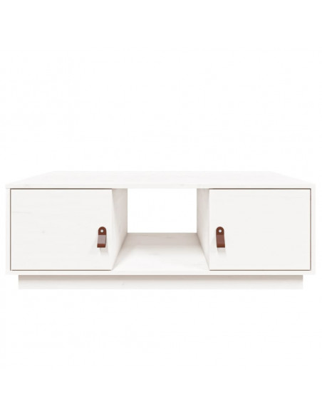 Tavolino da Salotto Bianco 100x50x35 cm Legno Massello di Pino