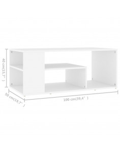 Tavolino da Salotto Bianco 100x50x40 cm in Legno Multistrato