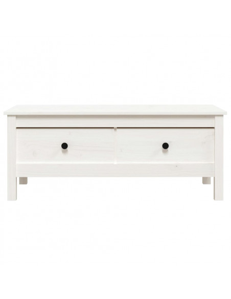 Tavolino da Salotto Bianco 100x50x40 cm Legno Massello di Pino