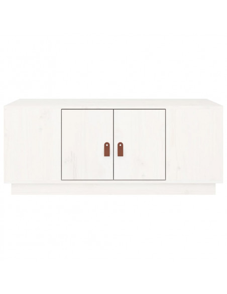 Tavolino da Salotto Bianco 100x50x41 cm Legno Massello di Pino
