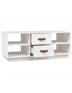 Tavolino da Salotto Bianco 100x50x41 cm Legno Massello di Pino