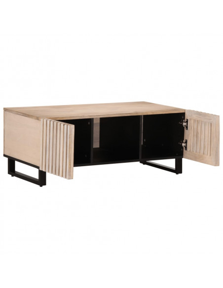 Tavolino da Salotto Bianco 100x55x40 cm Legno Massello di Mango