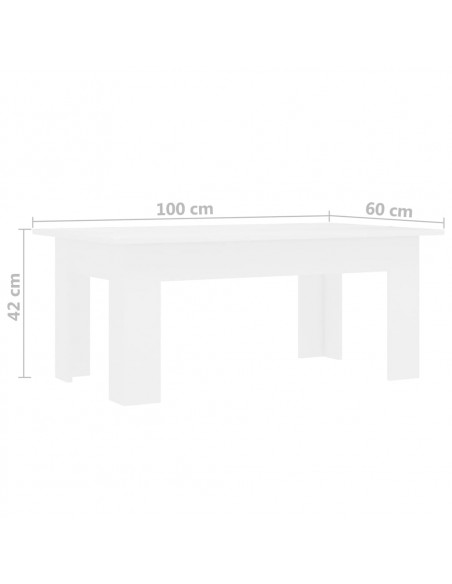Tavolino da Salotto Bianco 100x60x42 cm in Legno Multistrato