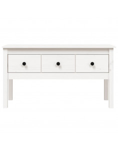 Tavolino da Salotto Bianco 102x49x55 cm Legno Massello di Pino