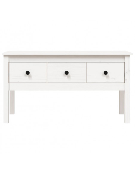 Tavolino da Salotto Bianco 102x49x55 cm Legno Massello di Pino