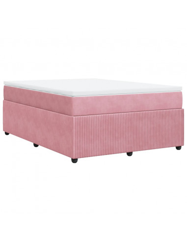 Giroletto a Molle con Materasso Rosa 140x200 cm in Velluto