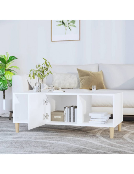 Tavolino da Salotto Bianco 102x50x40 cm in Legno Multistrato