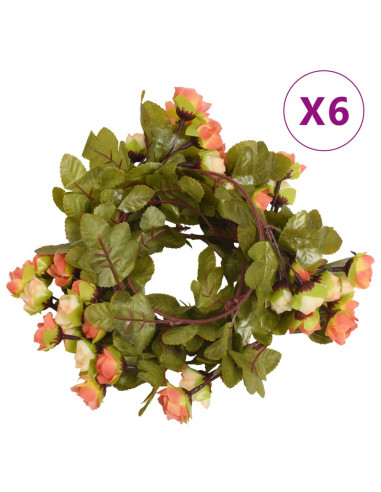 Ghirlande Fiori Artificiali 6 pz Rosso Tramonto 215cm