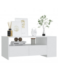 Tavolino da Salotto Bianco 102x55x42 cm in Legno Multistrato