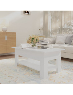 Tavolino da Salotto Bianco 102x55x42 cm in Truciolato