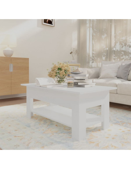 Tavolino da Salotto Bianco 102x55x42 cm in Truciolato